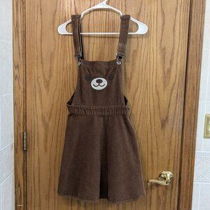 Cute Bear Face Jumper Skirt Corduroy Juniors Small